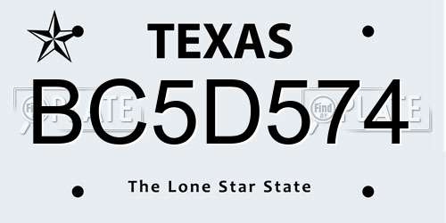 BC5D574 Texas License Plate