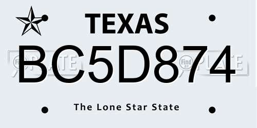 BC5D874 Texas License Plate