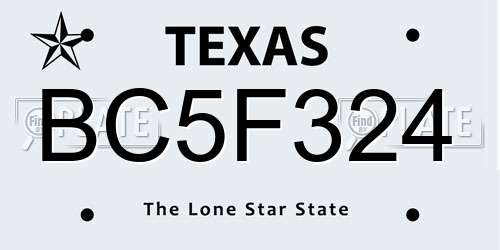 BC5F324 Texas License Plate