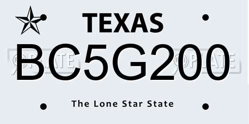 BC5G200 Texas License Plate