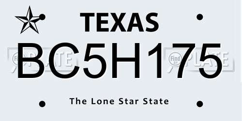 BC5H175 Texas License Plate