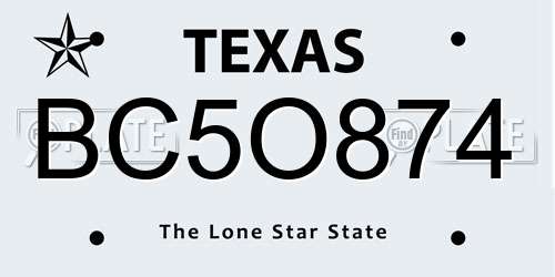 BC5O874 Texas License Plate