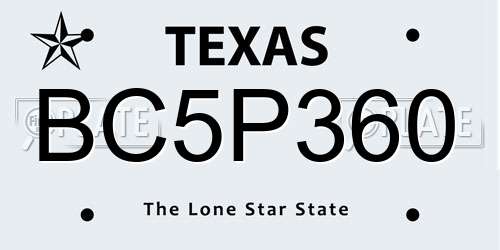 BC5P360 Texas License Plate