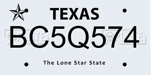 BC5Q574 Texas License Plate