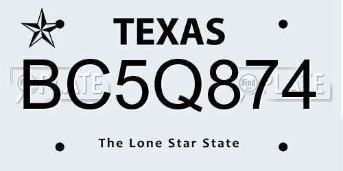 BC5Q874 Texas License Plate