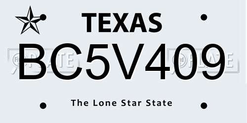 BC5V409 Texas License Plate