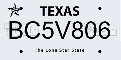 BC5V806 Texas License Plate
