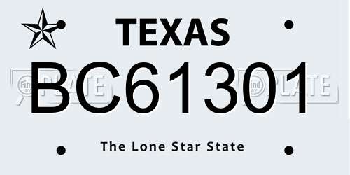 BC61301 Texas License Plate