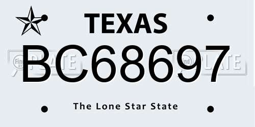 BC68697 Texas License Plate