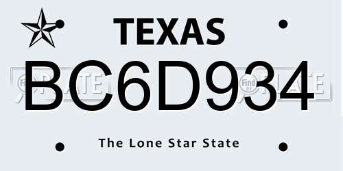 BC6D934 Texas License Plate