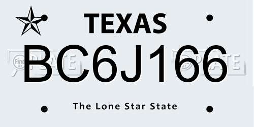BC6J166 Texas License Plate