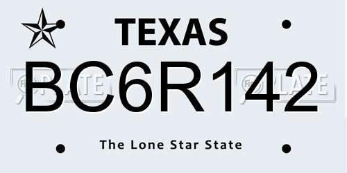 BC6R142 Texas License Plate