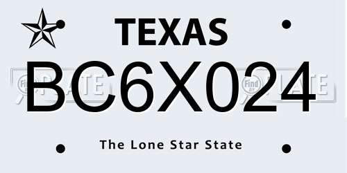 BC6X024 Texas License Plate