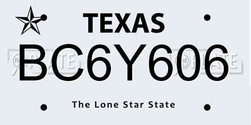 BC6Y606 Texas License Plate