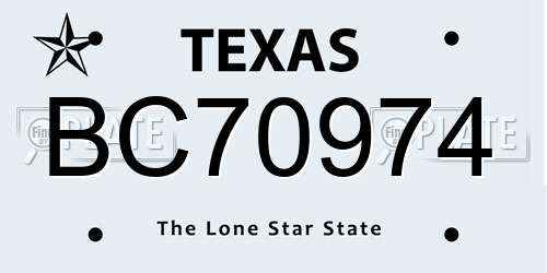 BC70974 Texas License Plate