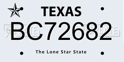 BC72682 Texas License Plate