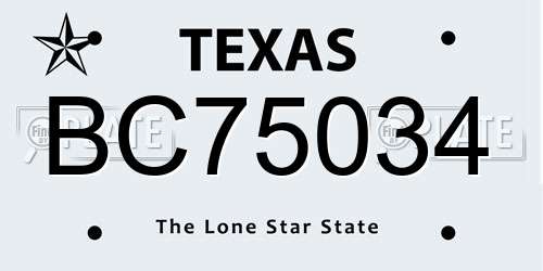 BC75034 Texas License Plate