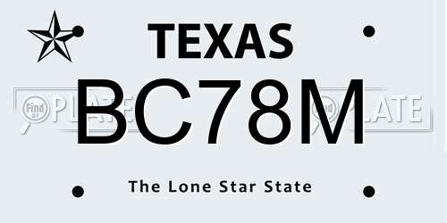 BC78M Texas License Plate