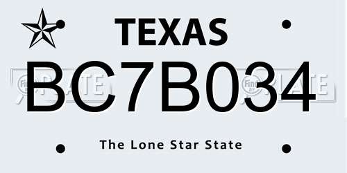 BC7B034 Texas License Plate
