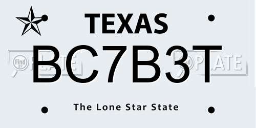 BC7B3T Texas License Plate