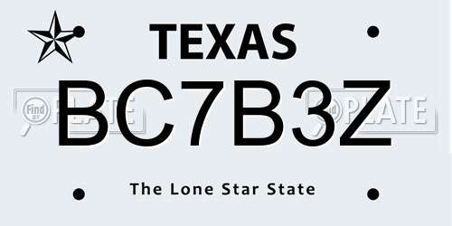 BC7B3Z Texas License Plate