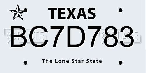 BC7D783 Texas License Plate