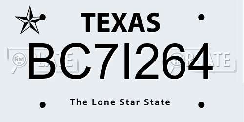 BC7I264 Texas License Plate