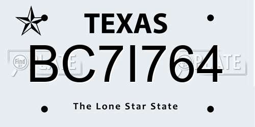 BC7I764 Texas License Plate