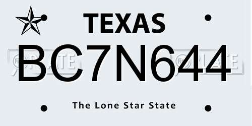 BC7N644 Texas License Plate