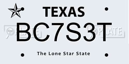 BC7S3T Texas License Plate