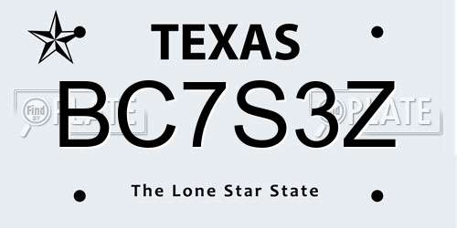 BC7S3Z Texas License Plate