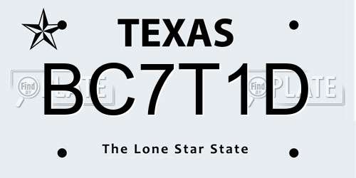 BC7T1D Texas License Plate