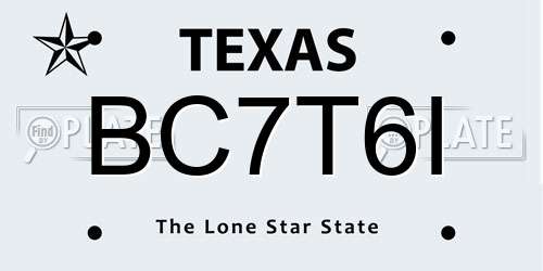 BC7T6I Texas License Plate