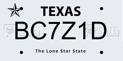 BC7Z1D Texas License Plate