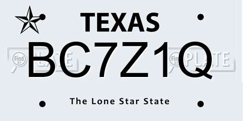 BC7Z1Q Texas License Plate