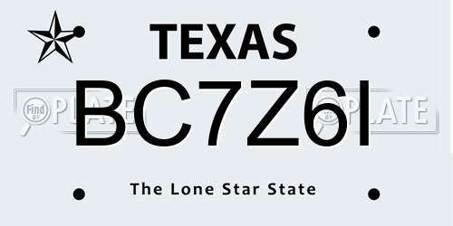 BC7Z6I Texas License Plate