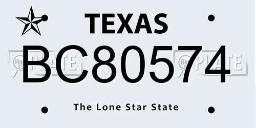 BC80574 Texas License Plate