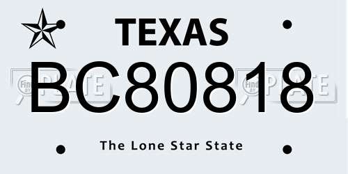 BC80818 Texas License Plate
