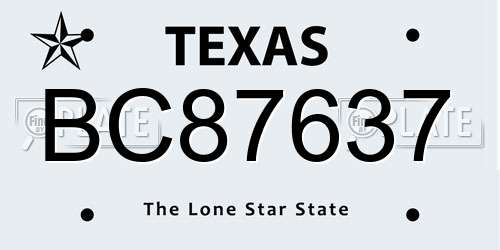 BC87637 Texas License Plate