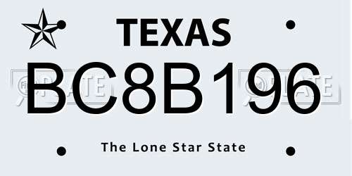 BC8B196 Texas License Plate