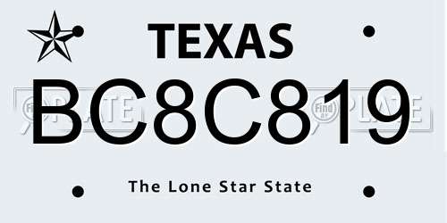 BC8C819 Texas License Plate