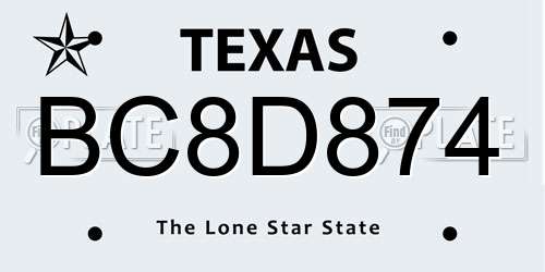 BC8D874 Texas License Plate