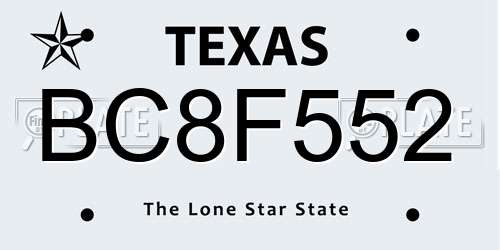 BC8F552 Texas License Plate