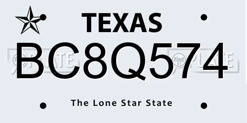 BC8Q574 Texas License Plate
