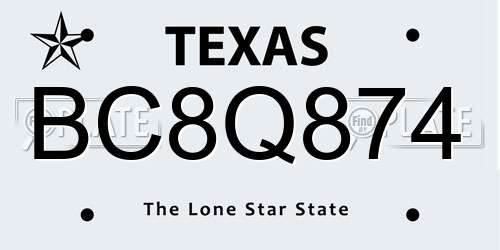 BC8Q874 Texas License Plate