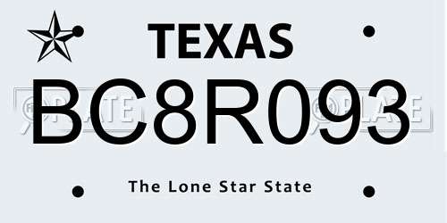 BC8R093 Texas License Plate