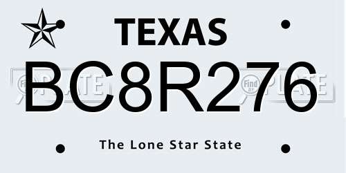 BC8R276 Texas License Plate