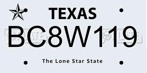 BC8W119 Texas License Plate