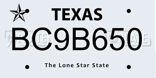 BC9B650 Texas License Plate