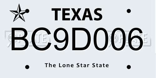 BC9D006 Texas License Plate